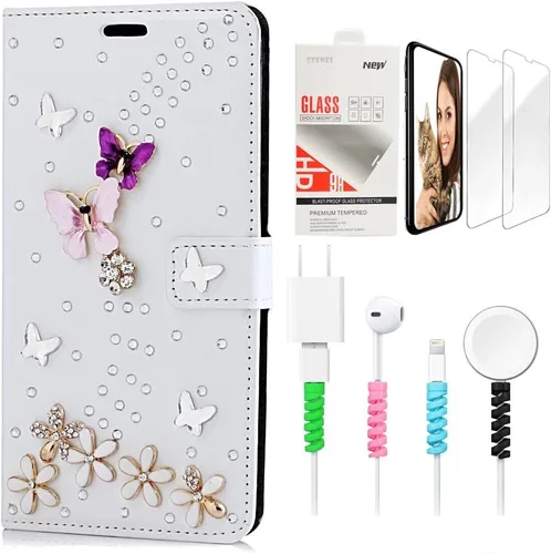 Vista 12 de Bling SSBLDwSPCPSeries-15 - Funda de piel con tapa y protector de pantalla y cable