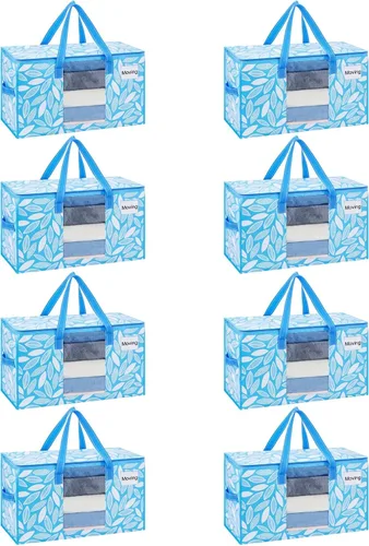 Vista 22 de VENO Paquete de 4 bolsas de mudanza resistentes, bolsas de almacenamiento de ropa y edredón con ventana transparente, suministros de embalaje
