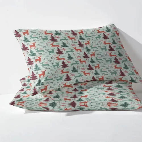 Vista 3 de Sábanas de Navidad tamaño individual, sábanas de árbol de Navidad de alce, juego de sábanas y fundas de almohada con patrón de 3 piezas, sábana