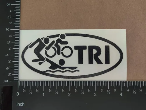 Vista 8 de Paquete de 4 calcomanías de triatlón: Ciclo de natación Correr, TRI, latido del corazón de triatlón (negro, pequeño ~ 3.5")