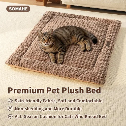 Vista 2 de SOMAHE Tapete plano para cama para gatos, forro polar de burbujas suaves Café