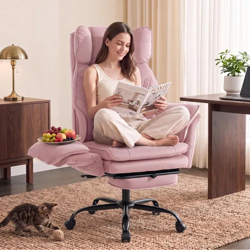Vista 16 de Criss Cross Chair with Flip Armrests ,Big and Tall Desk Chair with Footrest Pu Leather Brown