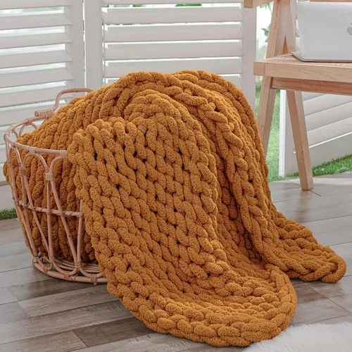 Vista 32 de Bigacogo - Cobija de punto grueso de 40 x 40 pulgadas, de felpilla, 100% tejida a mano, cobija pequeña de punto trenzado suave y grueso, con nudo