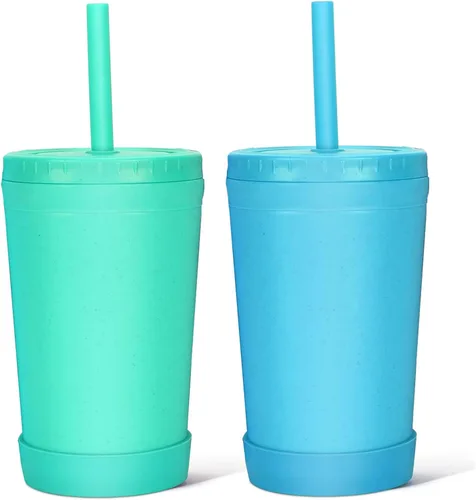 Vista 9 de Homestockplus Vasos reutilizables de paja de trigo con tapas y pajitas de silicona, 10 Oz resistentes a las astillas, tazas pequeñas de agua Varios