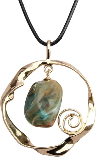 Vista 35 de Jeilwiy Collar de cuero para mujer, collar funky, gargantilla de cuerda con colgante, joyería de estilo bohemio