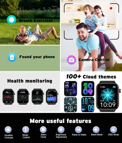 Vista 7 de Reloj inteligente para hombre y mujer, reloj inteligente con pantalla táctil HD de 1.96 pulgadas, más de 100 deportes, presión arterial, frecuencia