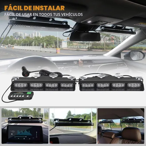 Vista 4 de XRIDONSEN Luces estroboscópicas de emergencia para salpicadero, advertencia intermitente de seguridad ámbar con controlador de pantalla digital