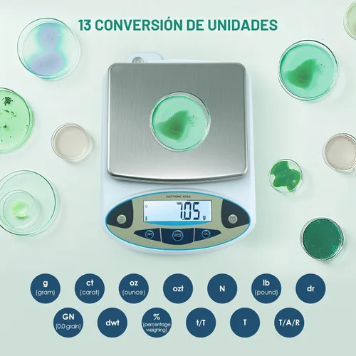 Vista 4 de Antstone Balanza de laboratorio 6000 g x 0,01 g Balanza digital de gramo 0,01 g de precisión Balanza analítica científica de alta precisión