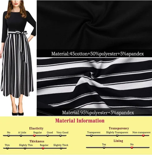 Vista 5 de VFSHOW Vestido midi plisado acampanado con bolsillos elegantes para mujer, para trabajo, negocios, oficina, fiesta, estilo casual