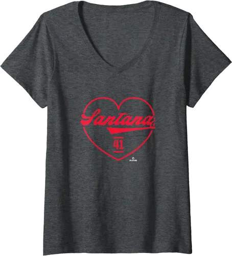 Vista 3 de Carlos Santana Heart Swoosh - Camiseta con cuello en V para mujer, Negro, S