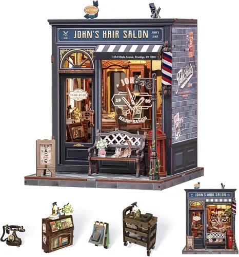 Vista 8 de Kit de Rincón de Libros, Kits de Casa en Miniatura DIY para Adultos y Adolescentes, Casa de Muñecas Pequeña Booknook Casa de Jardín Estantería