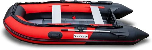 Vista 3 de Balsa inflable de 10.5 pies para pesca en bote pontón bote Kayak con piso de aluminio