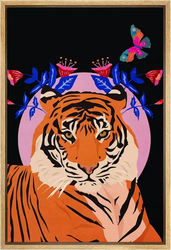 Vista 13 de SIGNWIN Lienzo enmarcado para pared, decoración de habitación preparada, guepardo africano, gato, caricatura, dibujos de naturaleza, animales