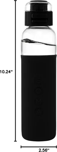 Vista 10 de SOMA - Botella de agua de vidrio con funda de silicona, tapa deportiva, 17 onzas, color negro