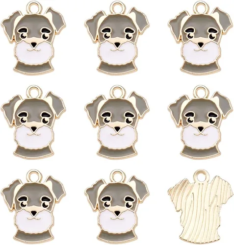 Vista 10 de Mega Pet 5 dijes planos esmaltados para perro de aleación, esmaltado de limner, bichón, forma de paleta, encantadora, serie de cachorros, dijes