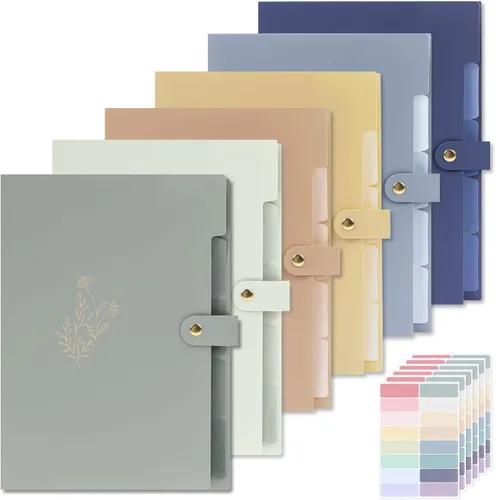 Vista 8 de EOOUT 10 carpetas de archivos expandibles, carpetas para documentos, organizador de documentos de acordeón de plástico tamaño carta A4 con botón a