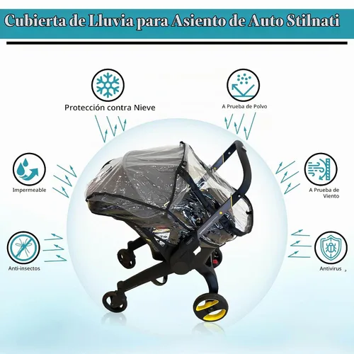 Vista 4 de Funda de lluvia para asiento de automóvil, accesorio universal para cochecito de bebé, para cualquier tipo de asiento de automóvil, impermeable