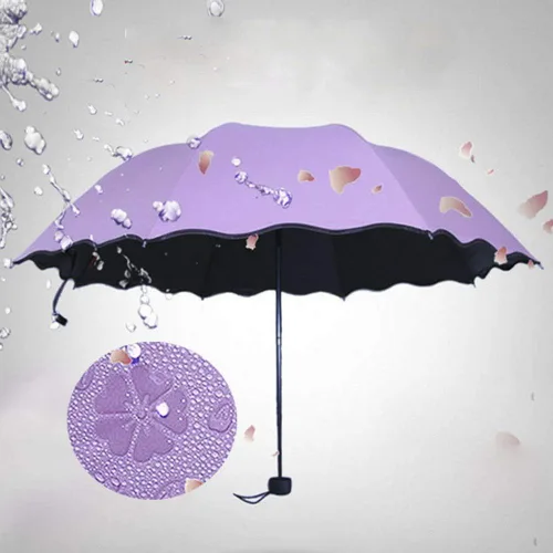 Vista 3 de Sombrilla antirayos UV para lluvia y sol, resistente al viento, 3 plegable, portátil