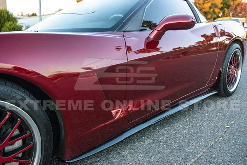 Vista 4 de Repuesto para modelos base Chevrolet Corvette C6 2005-2013 Falda lateral estilo ZR1, extensión de paneles basculantes con par de aletas de barro
