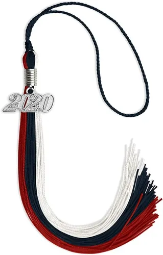 Vista 68 de Endea Graduation Borla de triple color con gota de fecha plateada (negro/dorado/granate, 2020)