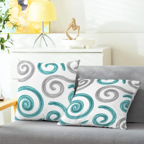 Vista 2 de CaliTime Juego de 2 fundas de almohada decorativas de vellón en dos tonos, con textura de concha de mar, geométricas abstractas, para sofá, cama