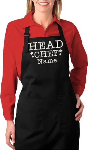 Vista 7 de Delantal de chef bordado personalizado, nombre personalizado, ajuste ajustable con bolsillos, lona de algodón premium