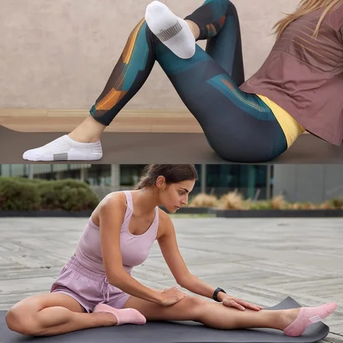 Vista 6 de Calcetines invisibles para mujer, acolchados, de corte bajo, atléticos, ocultos, para tenis, tobillos, calcetines invisibles para correr, 46 pares