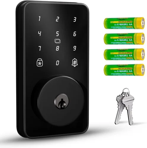 Vista 8 de Biquole Cerradura de puerta de entrada sin llave con teclado-cerradura de Negro-8