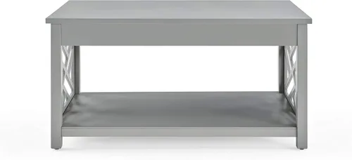 Vista 9 de Alaterre Furniture Coventry - Mesa de centro de madera de 36 pulgadas de ancho, color gris Rectangular Living Room Table, 2-Tier Center Table