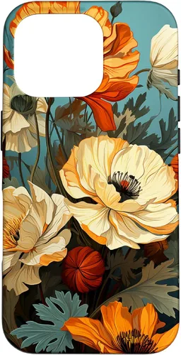 Vista 20 de Funda de flores mexicanas para iPhone 12 Pro Max Marigold Flower and Teal Aqua Blue Cyan