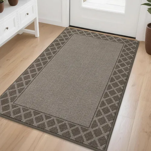 Vista 14 de BEQHAUSE Tapete para puerta atrapador de suciedad, antideslizante, absorbente, de bienvenida, de bajo perfil, lavable, para patas fangosas, entrada
