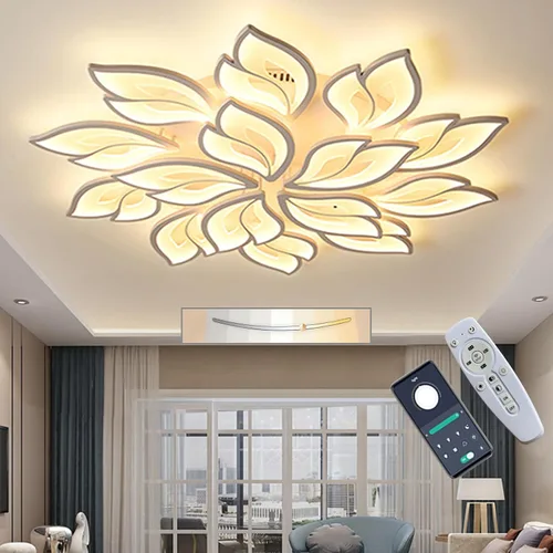 Vista 10 de Modern Floral LED Ceiling Light with Remote Control, 36W,Ceiling Light Fixture,Supports APP dimming, Suitable for bedrooms, Balconies, hallways