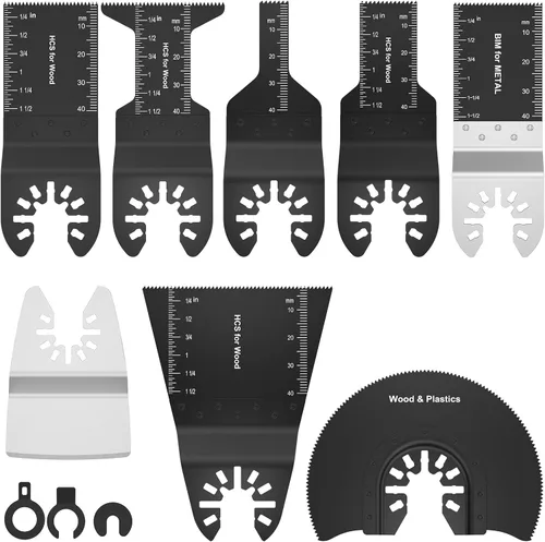 Vista 2 de Juego de 8 Hojas de Sierra Oscilante Bimetálicas de Acero Inoxidable Kit de Hojas Multiherramienta de Liberación Rápida Hojas Oscilantes de Corte
