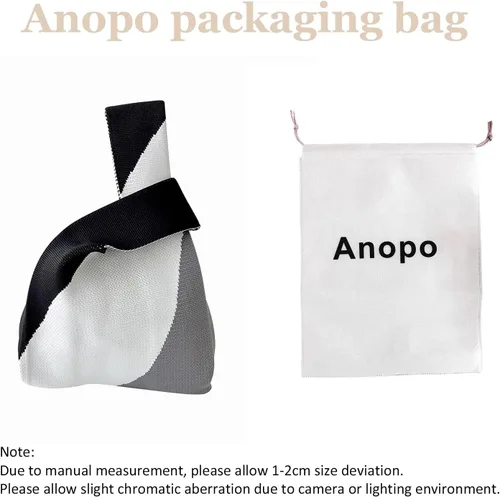 Vista 4 de Bolso pequeño con nudo de muñeca para mujer Tricolor negro.