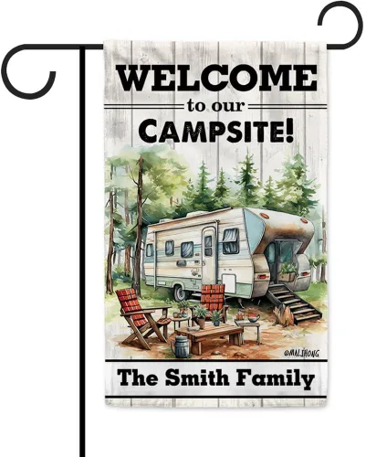 Vista 18 de Custom Welcome to Our Campsite Flag RV Camping Decor 12.5"x18" R26 Style 1