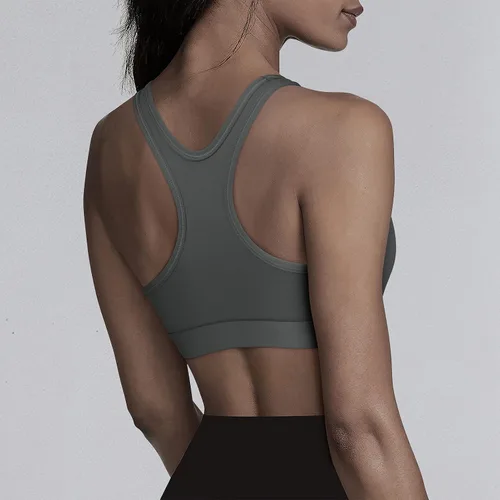 Vista 2 de Bras Deportivas Mujer Impacto Mediano Racerback Sujetadores Deportivos para Mujer Pack, E sin acolchado gris, S