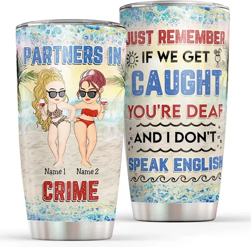 Vista 17 de Vaso personalizado con texto en inglés "Some Girls Are Just Born With The Beach", regalo para mejores amigas, hermanas, mejores amigas de una mujer