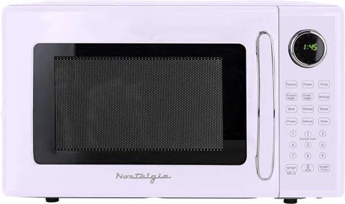 Vista 46 de Nostalgia Retro - Horno de microondas para encimera - Incluye 12 ajustes preprogramados y reloj digital - 0.9 pies cúbicos - 800 vatios - Amarillo