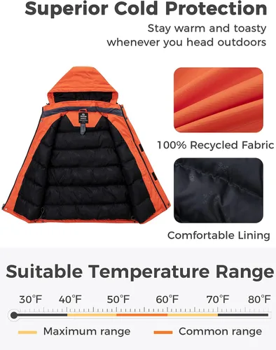 Vista 4 de wantdo Chaleco de invierno cálido para hombre, chaleco acolchado a prueba de viento con capucha