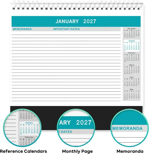 Vista 4 de Calendario de escritorio 2026-2027 – Calendario de escritorio de julio de 2026 a diciembre de 2027, calendario de 10 x 8.3 pulgadas, calendario