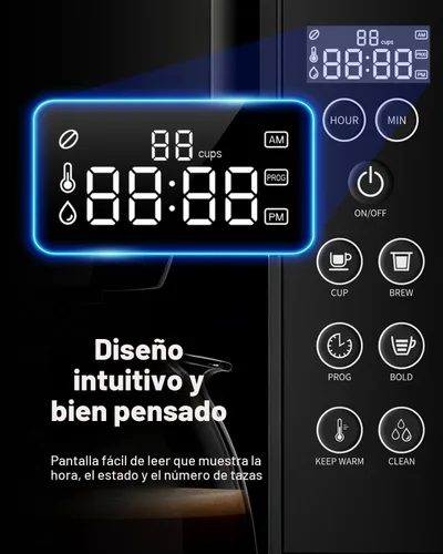 Vista 5 de SHARDOR Cafetera de goteo programable de 10 tazas, pantalla LED, memoria