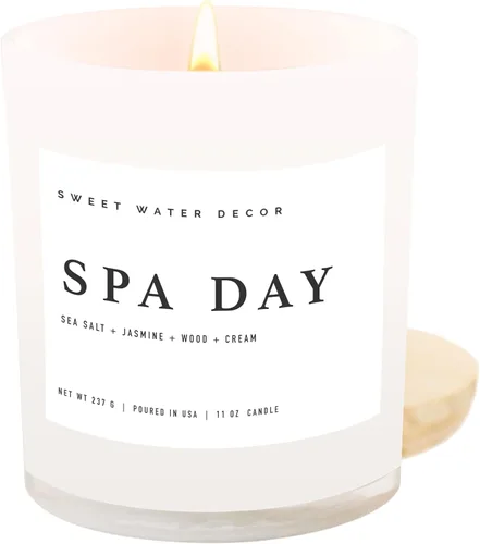 Vista 30 de Sweet Water Decor - Vela de soja Cashmere and Vanilla, aroma cachemira suave, sándalo, jazmín y vainilla, frasco blanco de 11 onzas + tapa