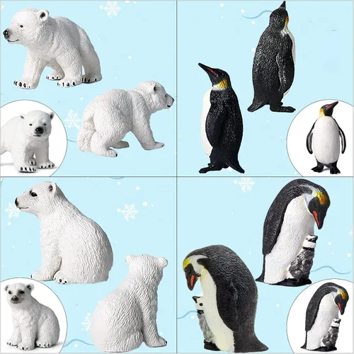 Vista 2 de EOIVSH 12 figuras de juguete de animales polares de plástico, figuras realistas de animales árticos para niños, juego de juguetes educativos