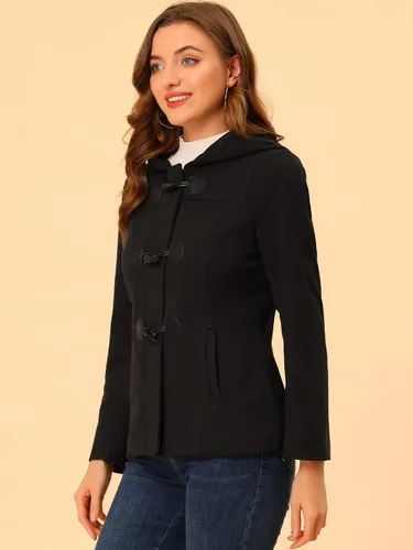 Vista 4 de Allegra K Abrigo casual de invierno con capucha para mujer
