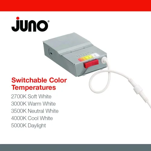 Vista 3 de Juno Luces empotrables LED de 6 pulgadas, luz descendente de oblea redonda 5 en 1, temperatura de color blanco conmutable, 120 voltios, borde