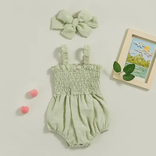 Vista 2 de Mameluco con estampado de margaritas y diadema con estampado de margaritas para bebé, mameluco floral, ropa de verano para bebés