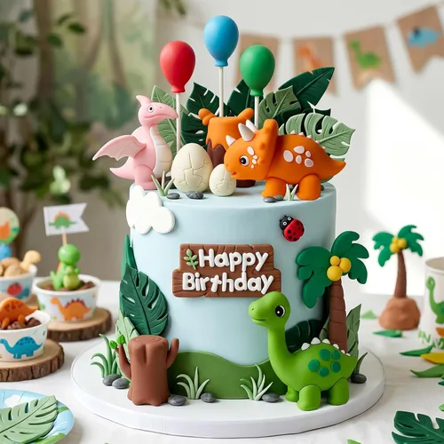 Vista 5 de Knana 17 adornos de dinosaurio para tartas de dinosaurio, decoraciones de cumpleaños