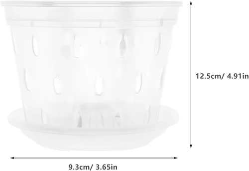 Vista 5 de 2 Sets Plastic Orchid Pots with Tray, Breathable Root Control Drainage-friendly Design, Humid Warm Microclimate Support, for Flowers and Crops
