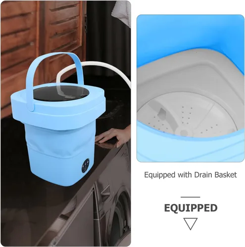 Vista 5 de LALAFINA Portable Mini Folding Washer Machine with Spin-dry Function for Home Dormitory Compact Lightweight Collapsible Washer with Modes for Small
