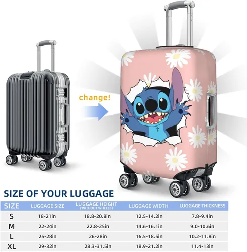 Vista 7 de Funda protectora para maleta de viaje, funda elástica lavable con etiqueta de equipaje, se adapta a maleta de 18 a 21 pulgadas, protector